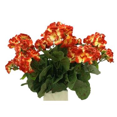 Imagem de LebriTamFa Arbusto de gerânio artificial, flores artificiais, begônia, planta de seda falsa para uso ao ar livre, jardim, decoração de casa (3, laranja)