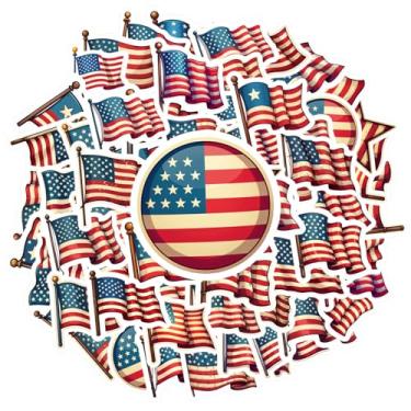 Imagem de 35 peças Bandeira Americana Emblema Patriotismo Bandeira Retrô Emblemático Vermelho Azul Branco Estrelado para Laptop Bagagem Scrapbook Diário Adesivo Mala Frigorífico Telefone Bagagem Laptop Guitarra