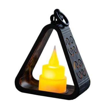 Imagem de Fenteer Luminária de cabeceira criativa, luminária de mesa triangular, ideia de presente, luz noturna portátil, luz noturna LED para armário, escritório, Preto