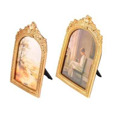 Imagem de blackonvlm Porta-retrato vintage 12 x 18 cm, 2 porta-retrôs rústicos, elegantes molduras antigas com mesa frontal de vidro para pendurar na parede para artes e desenhar, presente de casamento e amigos