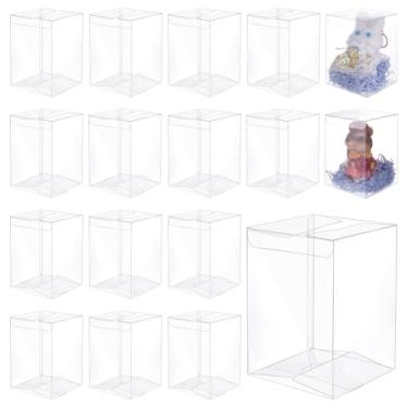 Imagem de BENECREAT 30 caixas de presente de PVC transparente, 9 x 9 x 15 cm, caixas de lembrancinhas de PVC transparentes para casamento, festa de aniversário, embalagem de presente de festival