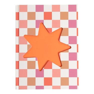 Imagem de Pearhead Caderno de capa dura com recorte rosa e laranja com estrela quadriculada – 15 x 20 cm, 200 páginas para agenda e planejamento