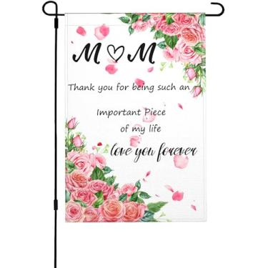 Imagem de UEQIKI Happy Mother's Day Bandeira de jardim para exterior dupla face para a minha mãe primavera verão bem-vindo serapilheira floral 30,5 x 45,7 cm vertical jardim gramado decoração exterior