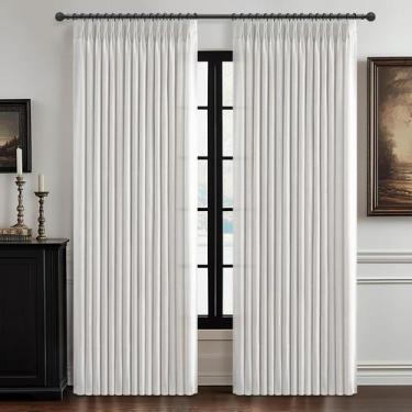 Imagem de Cortinas plissadas, cortinas, bege, branco, linho transparente, 180x21