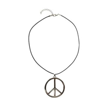 Imagem de VIGUEUR Colar com pingente de sinal de paz, estilo retrô dos anos 60 e 70, acessórios de festa hippie, metal