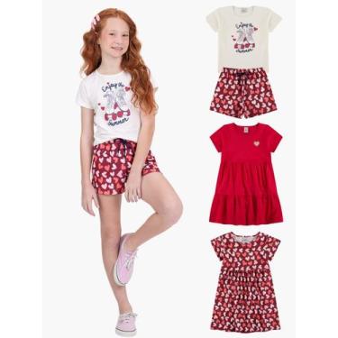 Imagem de Kit 3 Conjuntos Infantil Coração Menina - Vida Costeira Oficial, 2