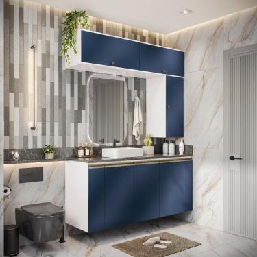 Imagem de Conjunto Para Banheiro Kappesberg Celeste 7 Peças Branco/azul 160cm