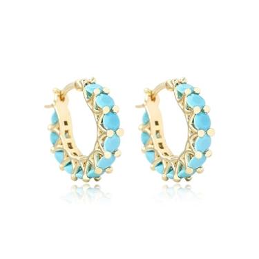 Imagem de Brincos de argola boho chiques turquesa para mulheres, joias douradas, turquesas, presentes de Natal para mulheres, Large, Zinco, Sem pedra preciosa