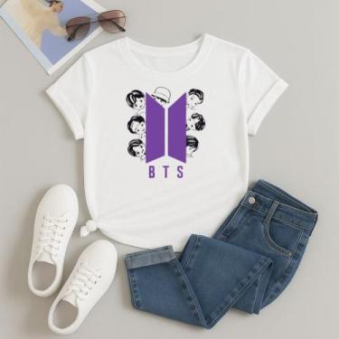 Imagem de Camiseta 100% Algodão Feminina Estampa BTS Desenho Cartoon 615 Alta Qu