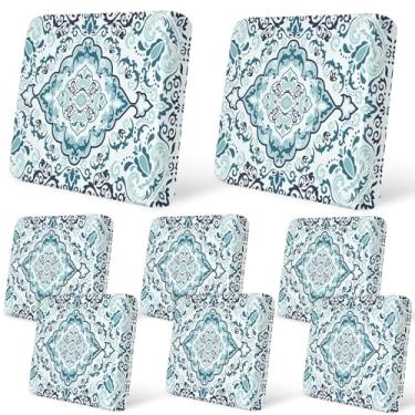 Imagem de pickyNproud 8 peças de capas de almofada de pátio elásticas para sofá ao ar livre, capas de substituição laváveis para móveis com parte inferior elástica para sofá e cadeira