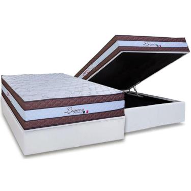 Imagem de Cama Box Baú Casal: Colchão Molas Ensacadas Paropas Legacy White + Base Crc Linhão White (138x188)