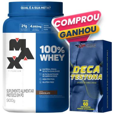 Imagem de 100% Whey Protein 900g Sabores Max Titanium + Deca Testona - Chocolate