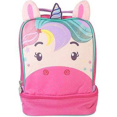 Imagem de Lancheira Térmica Infantil, Design de Unicórnio, Cor Roxa, para Armazenamento de Alimentos