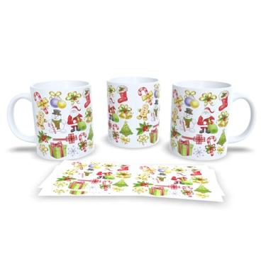 Imagem de Caneca de Cerâmica com Bolas de Natal, Decorativa, Branca com Enfeites Coloridos, Design Festivo, 3 Unidades (3)