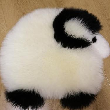 Imagem de RZLWOOL Almofada de cadeira de pele de carneiro genuína, estampa fofa de desenho animado, design antiderrapante, macia e confortável para sofá, quarto, penteadeira, mesa de jantar, capa de assento de