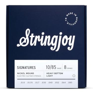 Imagem de Stringjoy HVY108 Cordas de guitarra elétrica de níquel assinaturas de 8 cordas (calibre de luz inferior pesada, 10-85)