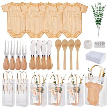 Imagem de Prêmios de chá de bebê para vencedores de jogos body em forma de tábua de queijo presente com colheres espalhadores de manteiga sacos de presente toalhas de cozinha chá de panela lembrancinhas de