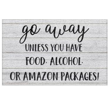 Imagem de YTRGI Capacho para entrada externa, tapete de porta Go Away 469, tapetes de boas-vindas para porta da frente, tapetes de porta engraçados externos, tapetes de porta de varanda, vá embora a menos que
