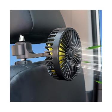 Imagem de NYTKL Ventoinhas USB de assento de carro para banco traseiro, ventilador de resfriamento de assento traseiro rotativo de 360° com 3 velocidades, ventilador elétrico de encosto de cabeça potente de