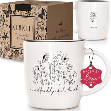 Imagem de Kinkiii Presentes para mulheres, caneca de cerâmica floral para melhor amiga, presentes de amizade para mulheres, caneca de café de amigos das escrituras inspiradoras com versículo da Bíblia: A Sweet