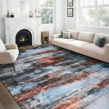 Imagem de WILLSUN Tapetes de área laváveis, tapetes antiderrapantes boho de 22 x 30 cm para sala de estar, quarto, tapete vintage lavável à máquina, tapete com estampa floral para decoração de casa, tapete