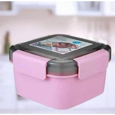 Imagem de Box Saladeira, Rosa, Plástico Resistente, 1.1 Litros, Com Divisórias Removíveis, Para Refeições e Alimentos