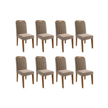 Imagem de Kit 8 Cadeiras Sala Jantar Paola Wood 8 Un Carvalho-suede Joli Capuccino - Cimol