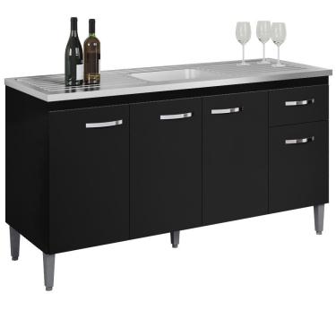 Imagem de Balcao Para Pia Sem Tampo 145 Cm Gabriela Preto Reajl Moveis Preto