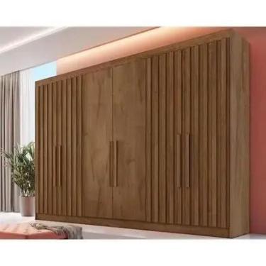 Imagem de Guarda Roupa Casal Potente 6 Portas c 4 Ripados e 6 Gavetas Braúna Eur