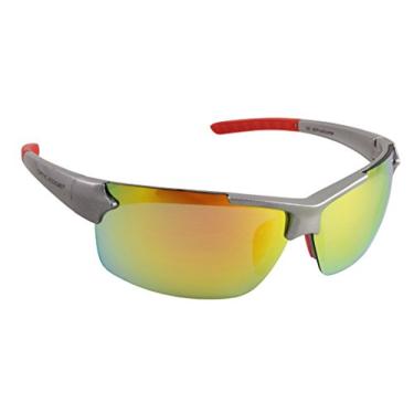 Imagem de Optic Edge Óculos de sol Frontrunner Sports & Motorcycle para homens ou mulheres, armação prateada semi sem aro com lentes espelhadas laranja dielétricas