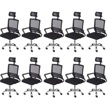 Imagem de Kit 10 Cadeiras Escritório Presidente Tela Mesh Lyon - Espresso Móveis