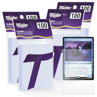 Imagem de Capas de cartão de 400 contagens, mangas de cartão de beisebol macias e transparentes, protetores de cartão de plástico adequados para futebol, cartas esportivas, cartas padrão de jogo TCG MTG