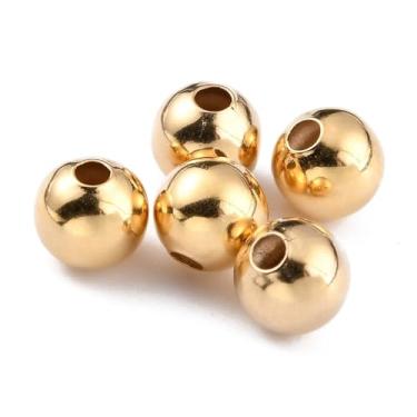 Imagem de 200 peças pequenas contas redondas de latão contas espaçadoras soltas de metal liso para pulseira da amizade faça você mesmo, colar, brinco, fabricação de joias, artesanato de contas, banhado a ouro