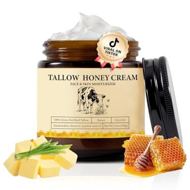 Imagem de 2Bmagic Creme de sebo batido para bálsamo de mel, hidratante para pele com sebo bovino alimentado com capim e mel cru, 100 ml