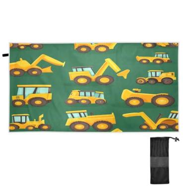 Imagem de Blueangle Toalha de praia de caminhão amarelo - Toalhas de viagem compactas e leves - Toalha de secagem rápida super absorvente para natação, acampamento e férias (419)