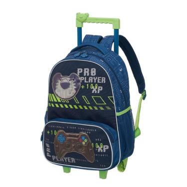 Imagem de Mochila de Rodinhas Tigor T Tigre Com Alças Game Azul Verde