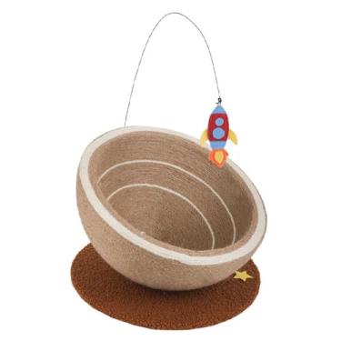 Imagem de WeiLaiKeQi Cama arranhadora para gatos, cama para animais de estimação, sofá-cama redondo, arranhador com brinquedo, placa arranhadora para gatos internos,