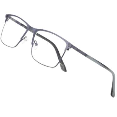 Imagem de Saraudy Óculos de lente transparente para homens, armação leve para homens, óculos sem grau, lentes substituíveis, Cinza 61110, 56