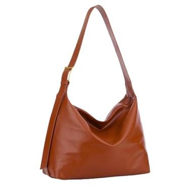 Imagem de Bolsa Feminina Grande De Ombro Mão Em Couro Pu Cabe Notebook Material Impermeável Resistente Estilo Sacola Tote (Marrom)