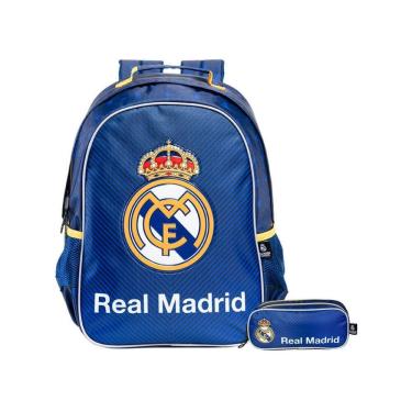 Imagem de Kit Escolar Futebol Real Madrid Mochila Costa + Estojo Duplo