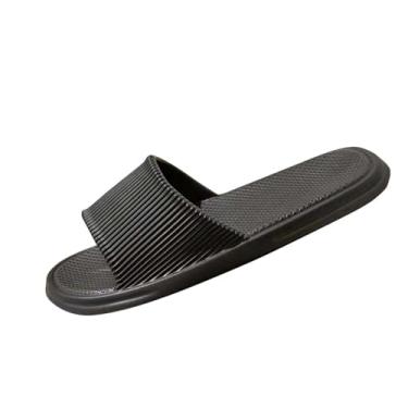 Imagem de Pantufas planas casuais unissex para uso doméstico e externo na primavera e verão com material EVA e design confortável, Preto, 37