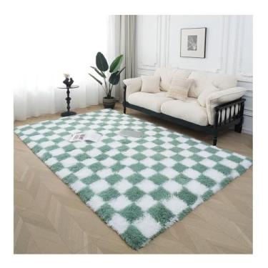 Imagem de HGTRH Tapetes de área para quarto, sala de estar, tapete xadrez macio macio com suporte de borracha antiderrapante tapete de pelúcia interior decoração de casa padrão de verificação 4 200 * 300 cm
