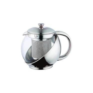 Imagem de Chaleira de Vidro com Infusor, 750ml, Aço Inox, Transparente, Alça Ergonômica, 14x11x9cm, para Chás e Infusões
