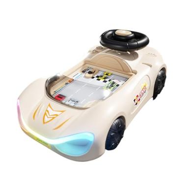 Imagem de menolana Volante de brinquedo infantil com música e luz, jogo educativo de simulação de direção para crianças a partir de 3 anos, Marrom Bege