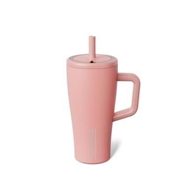 Imagem de BrüMate Copo Era de 590 ml com alça e canudo | Copo isolado 100% à prova de vazamento com tampa e canudo | Feito de aço inoxidável | Base amigável para porta-copos | 590 ml (goiaba)