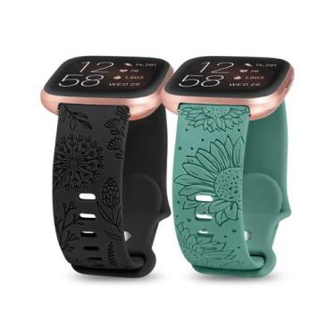 Imagem de Band Minyee Floral Gravado em Silicone para Fitbit Versa 2