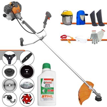 Imagem de Roçadeira RL520-P Tekna 52cc Com Carretel + Facas 2 Pontas, 3 Pontas, 6 Pontas, 40 Dentes, 80 Dentes, Trimmer e Escova de Aço + EPI + ÓLEO STIHL
