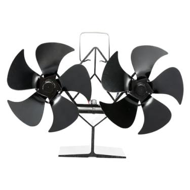 Imagem de Baoblaze Ventiladores para fogão a lenha, ventilador para lareira, aquecimento doméstico, queimador de lenha, ampla faixa de temperatura, ventilador térmico, 5 Lâminas