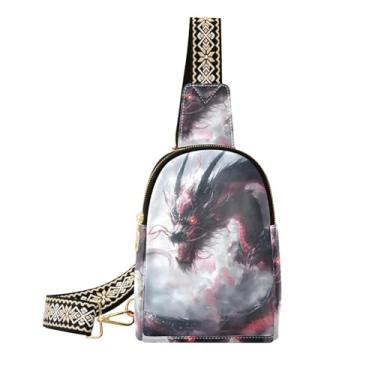 Imagem de CEBUGI Bolsa tiracolo feminina Dragon pequena de couro, pochete transversal para trilhas, viagens ao ar livre