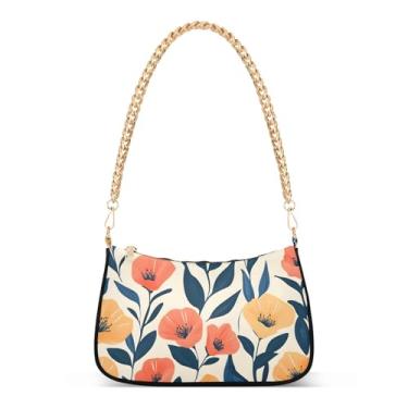 Imagem de CEBUGI Bolsas transversais femininas bolsa de ombro floral bolsa clutch elegante com alça de corrente